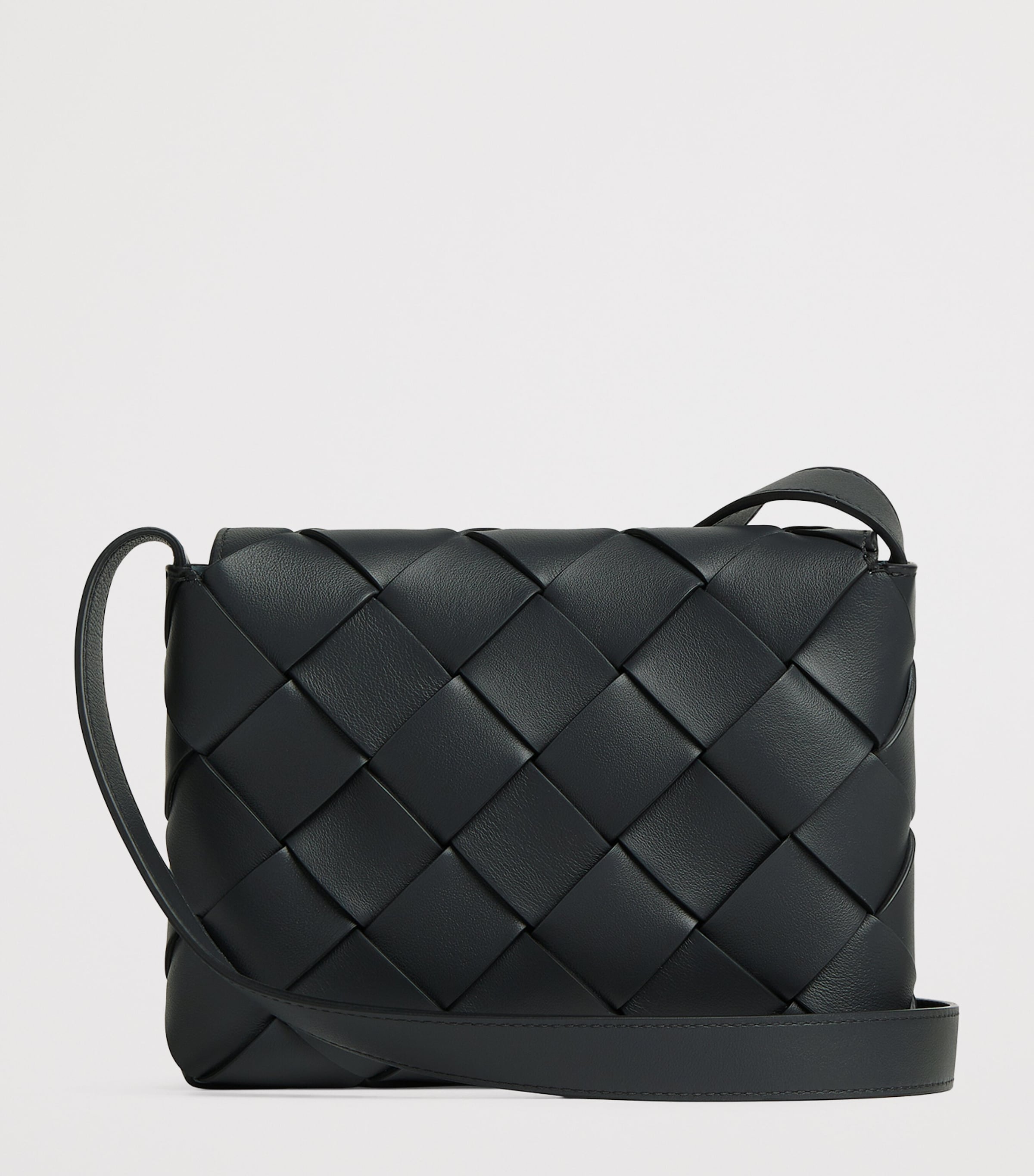 Leather Intreccio Diago Cross-Body Bag