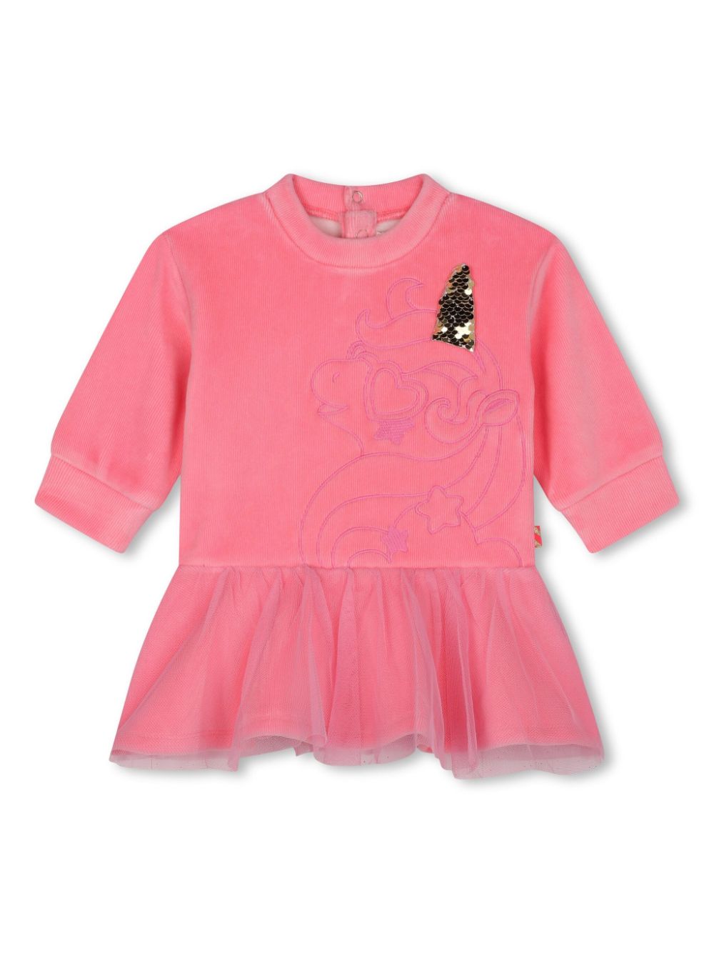 Unicorn-embroidered mini dress - Pink