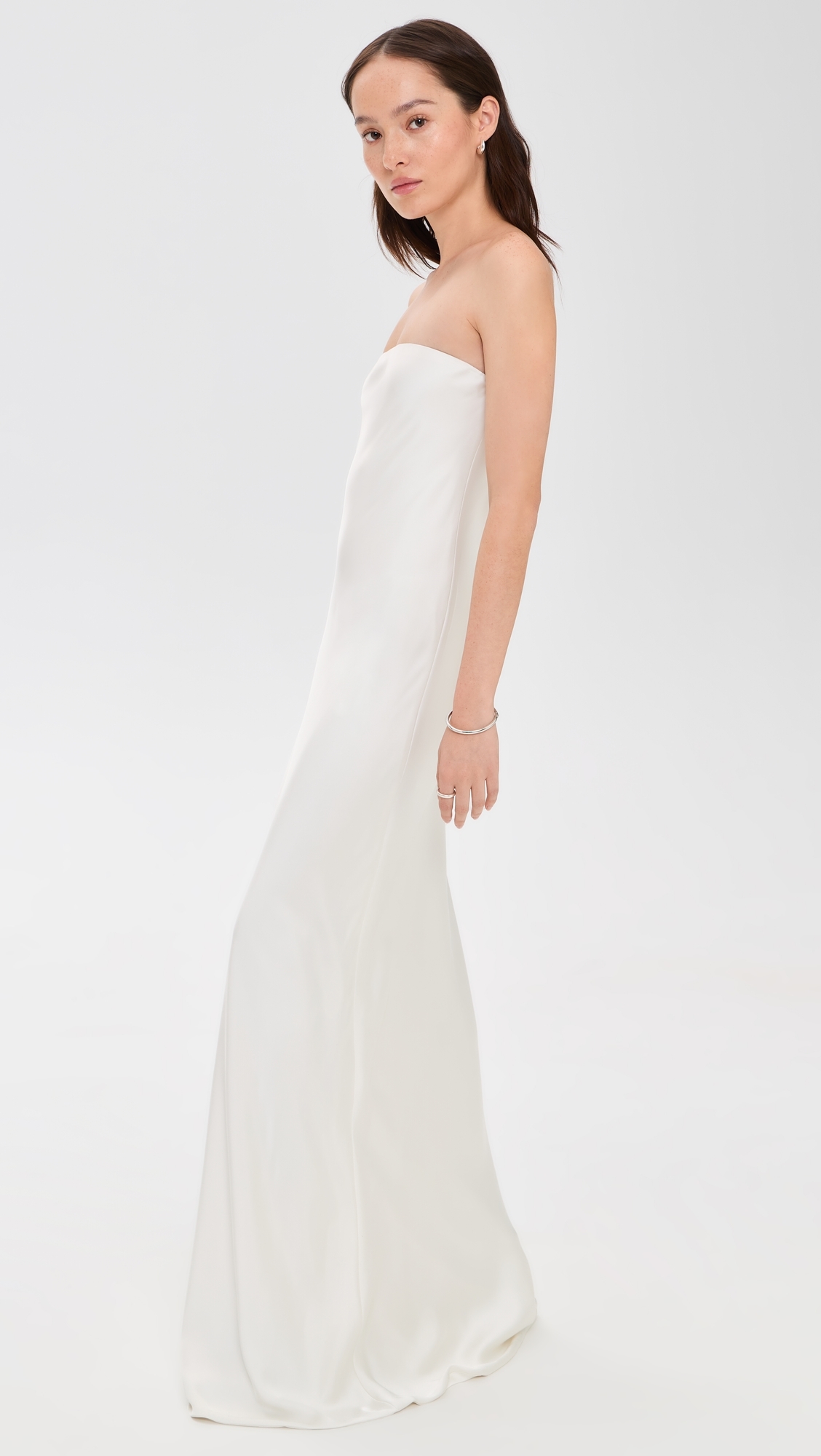 Bias Strapless Gown Porcelain