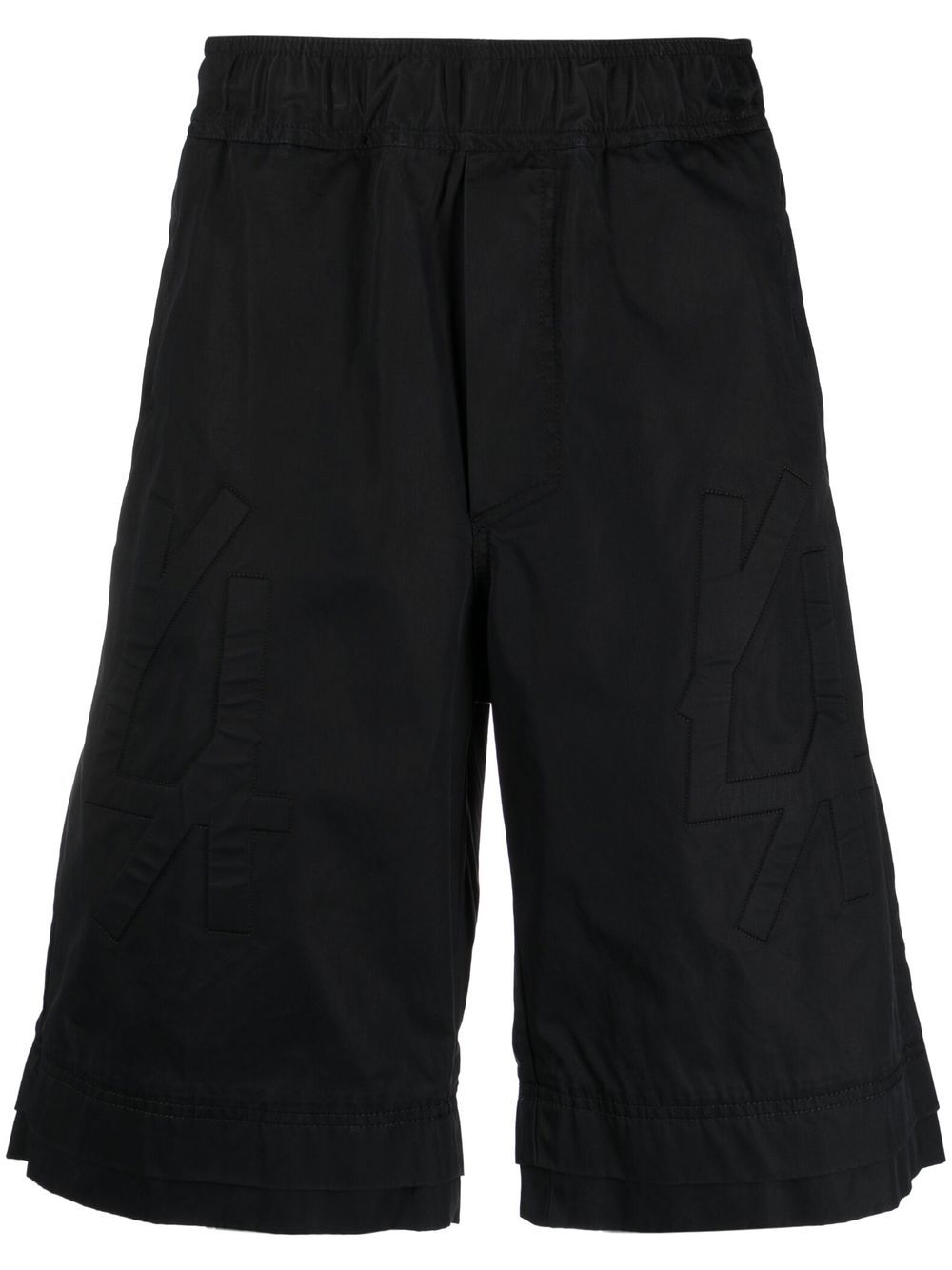 Embossed-logo knee-length shorts - Black