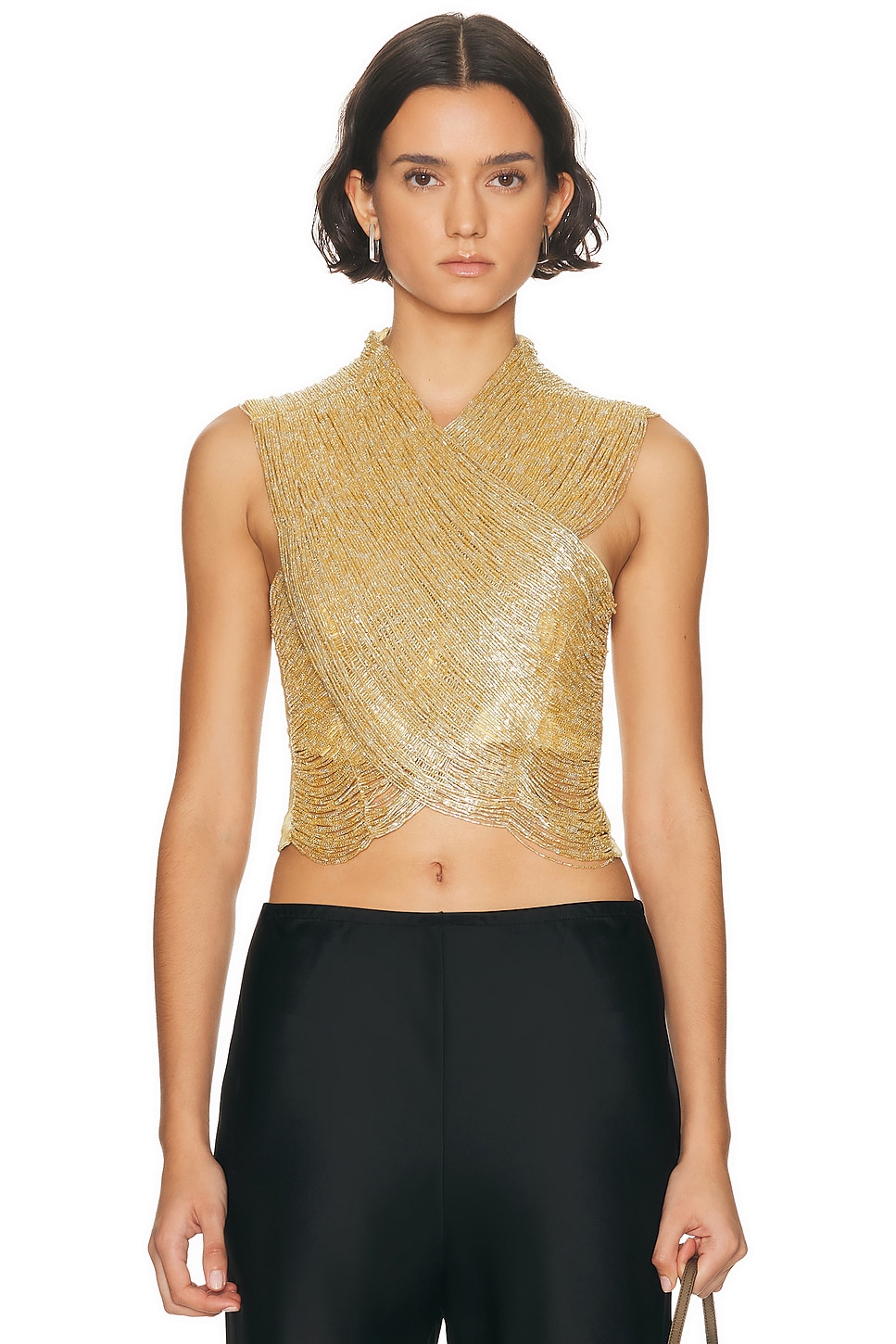 Cult Gaia Haisley Top in Light Gold - Metallic Gold. 8 also , 2