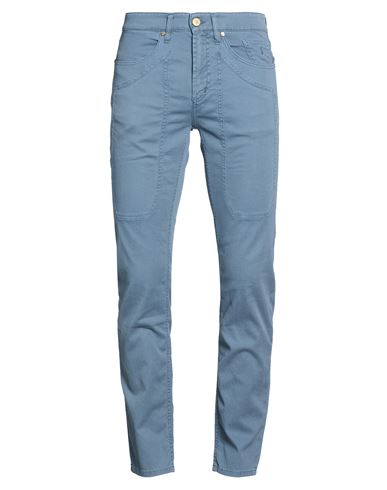 Man Pants Light blue Size 32 Cotton, Lyocell, Elastane