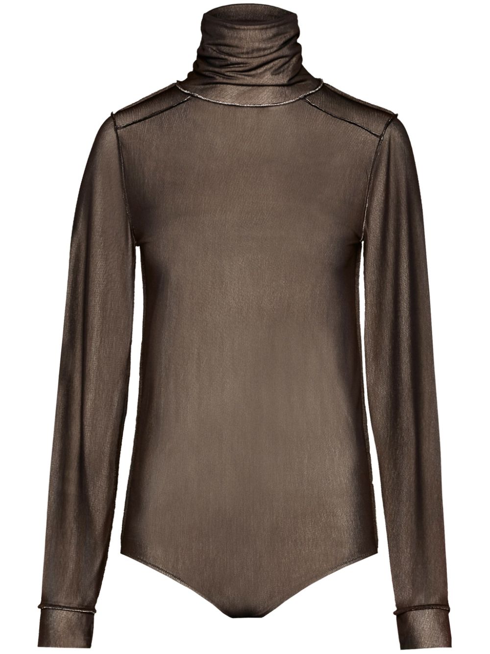 Sheer long-sleeve jersey bodysuit - Black