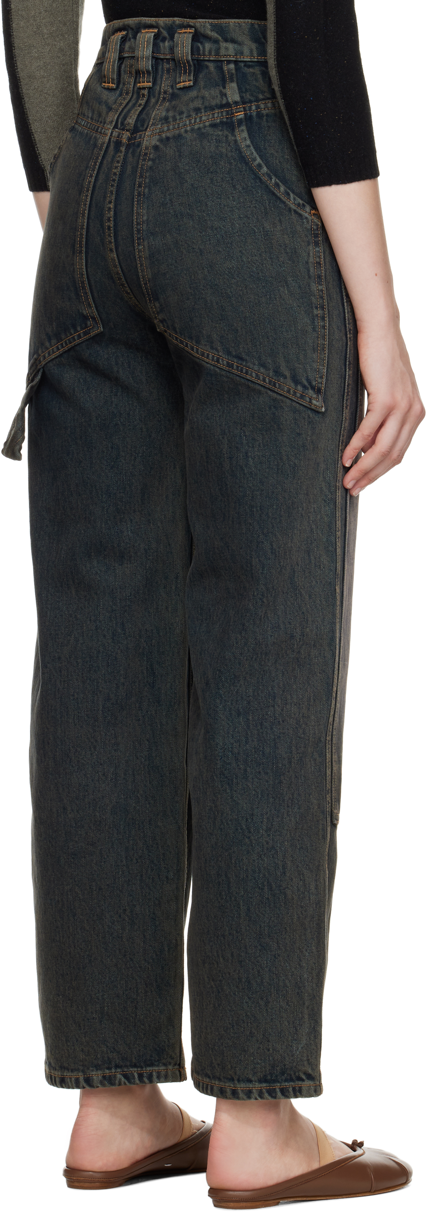 Blue Double Knee Baggy Jeans