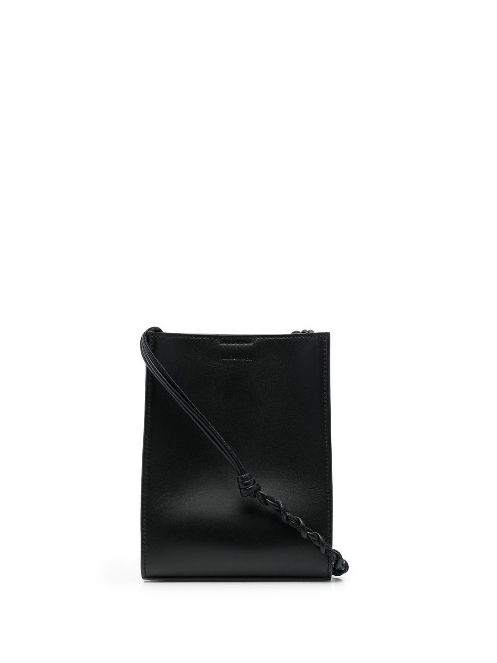 Braided-strap leather shoulder bag - Black