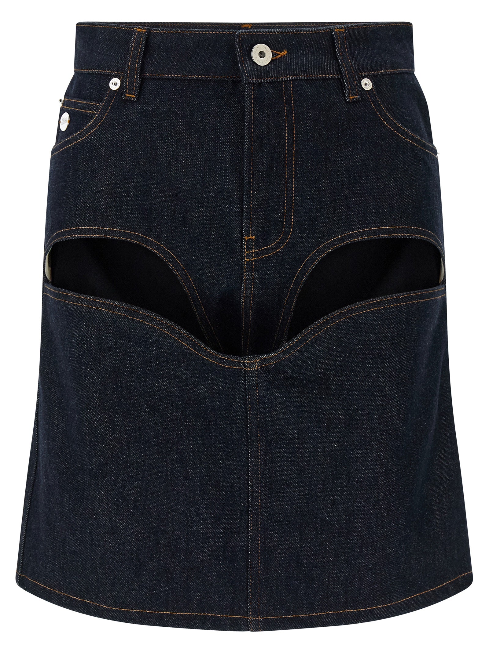 Cut-Out Denim Skirt — Navy