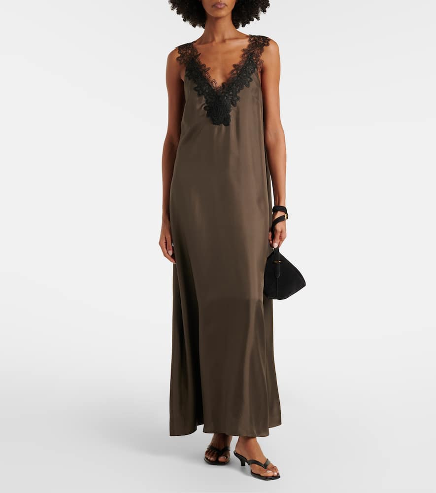 Róhe Lace-trimmed silk midi dress