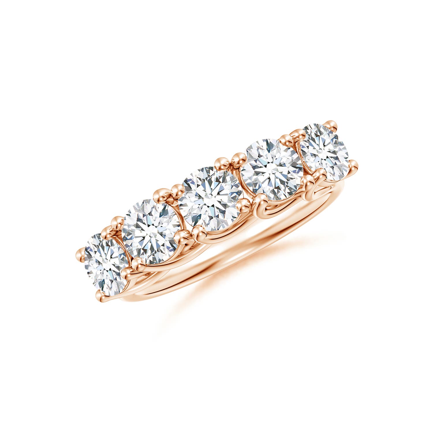 Angara 2.0 CTW Lab-Grown Half Eternity Five Stone Diamond Wedding Ring in 14K Rose Gold