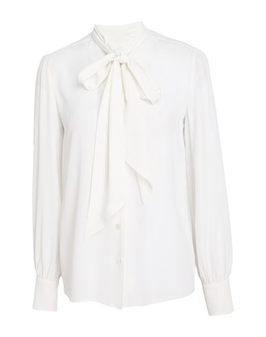 Woman Shirt White Size 8 Acetate, Silk