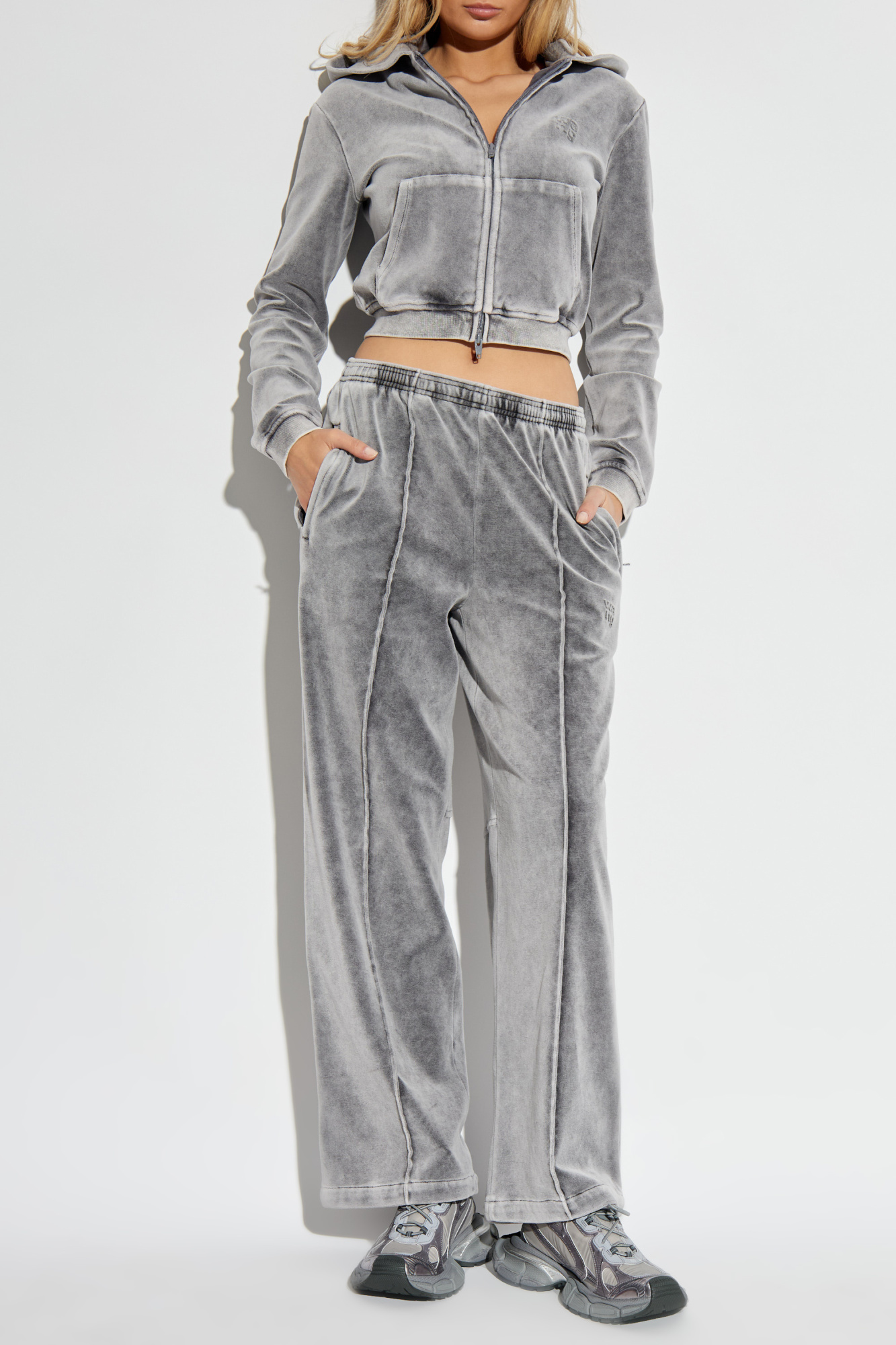 Velvet Hoodie, Women's, Grey