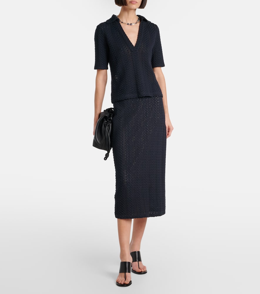 Knitted cotton pencil skirt