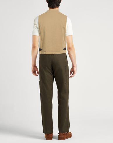 Man Tailored Vest Khaki Size L Cotton, Elastane