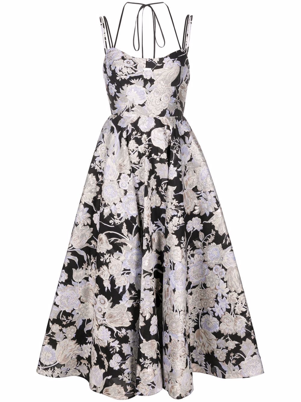 Rea floral-jacquard flared dress