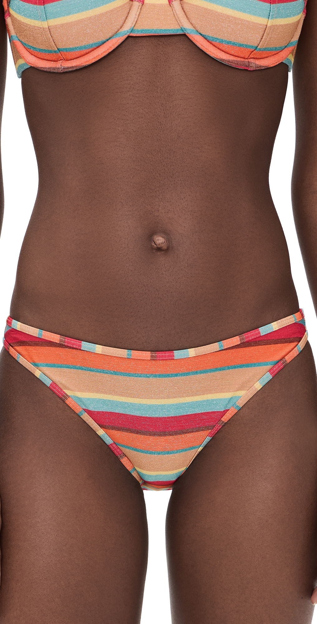 Striped Isla Bikini Bottoms Flame Glitter Stripe