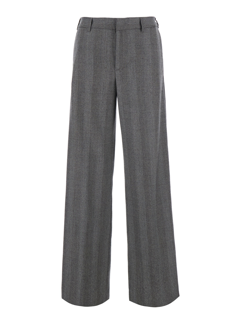 Straight-Leg Wool Trousers — Gray