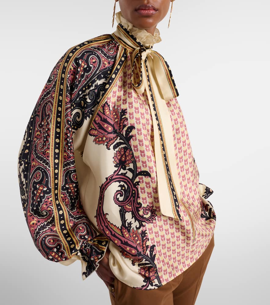 Printed silk twill blouse