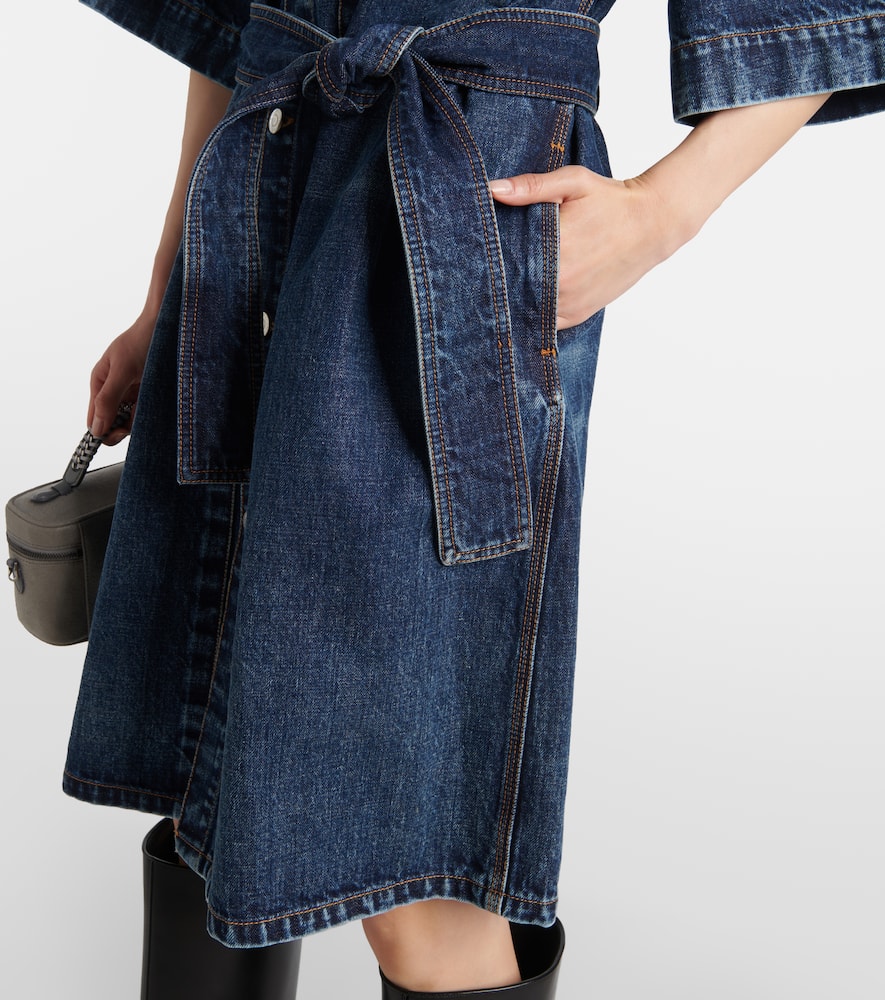 Corduroy-trimmed denim minidress