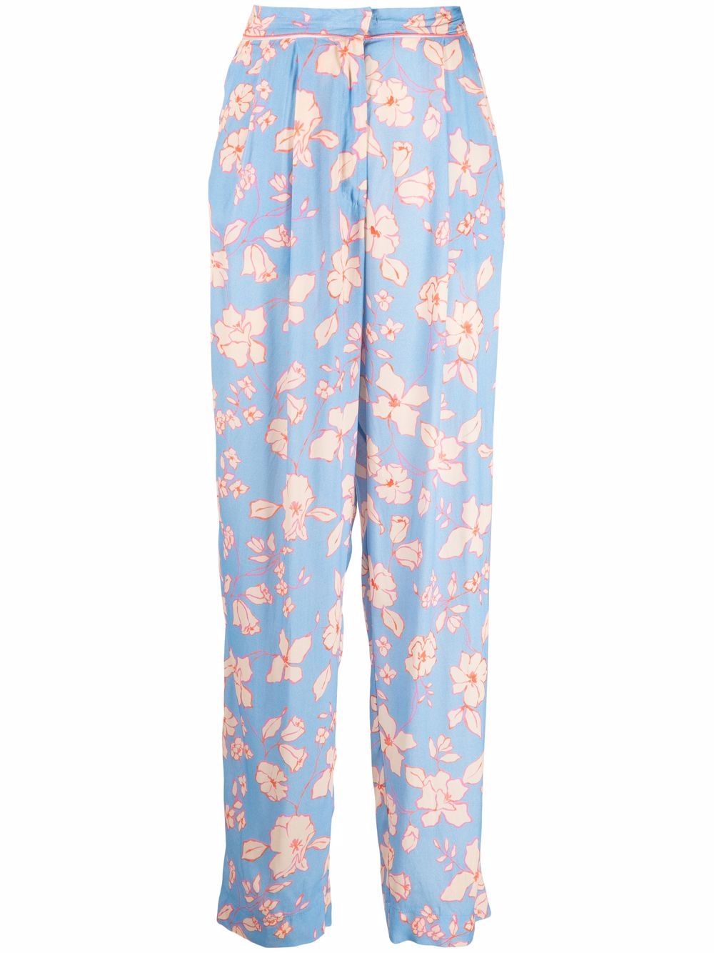 Floral-print straight-leg trousers
