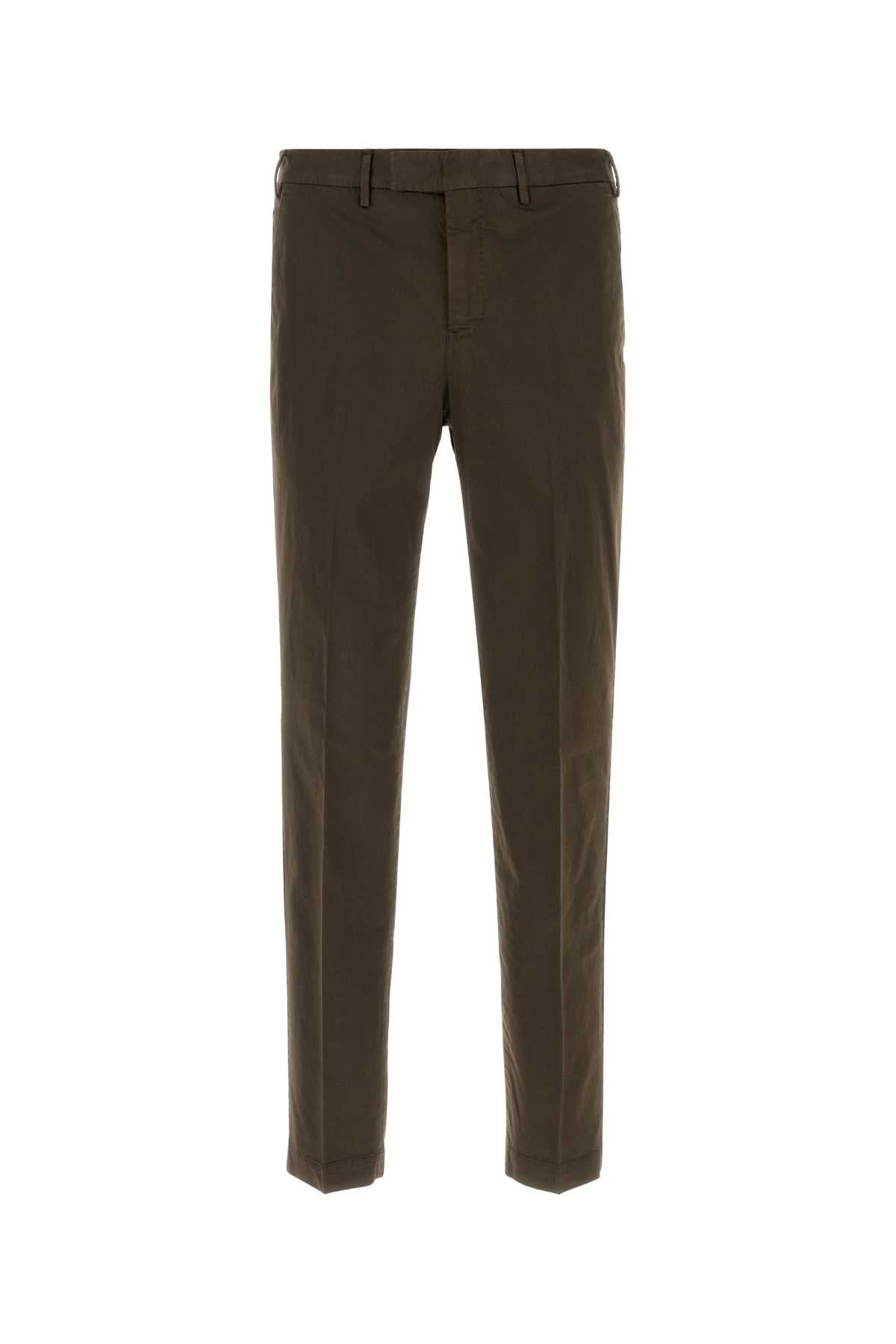 Cotton-Elastane Trousers — Brown