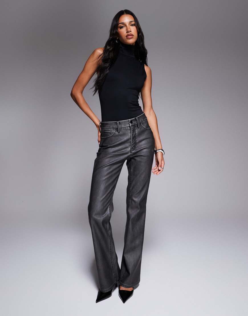 Good classic bootcut faux leather pants in black
