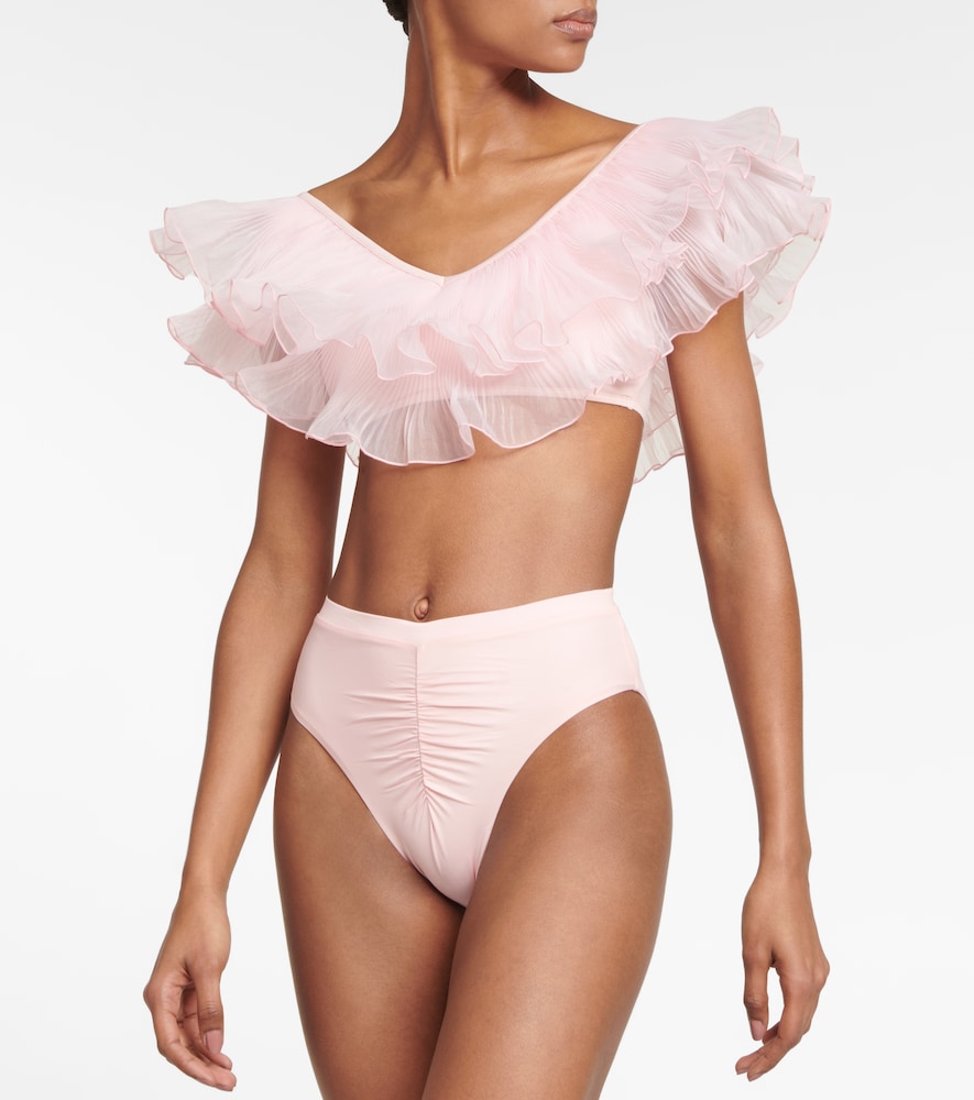 Organza-trimmed bikini top