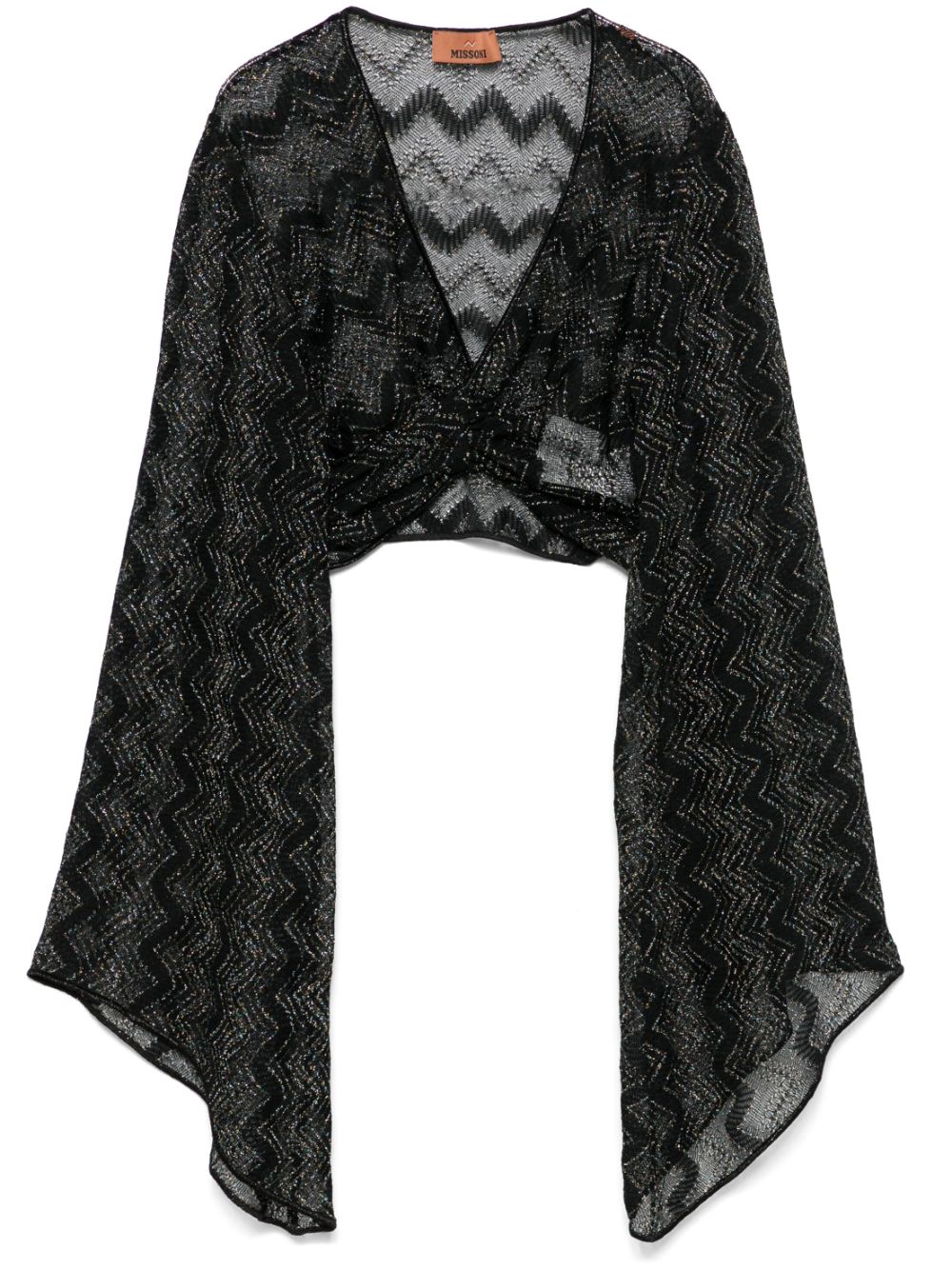Crochet-knit cropped top - Black