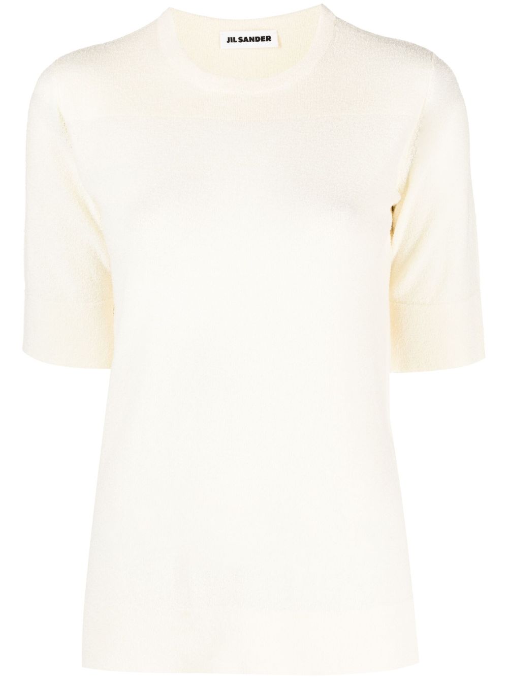 Round-neck knitted T-shirt - Neutrals