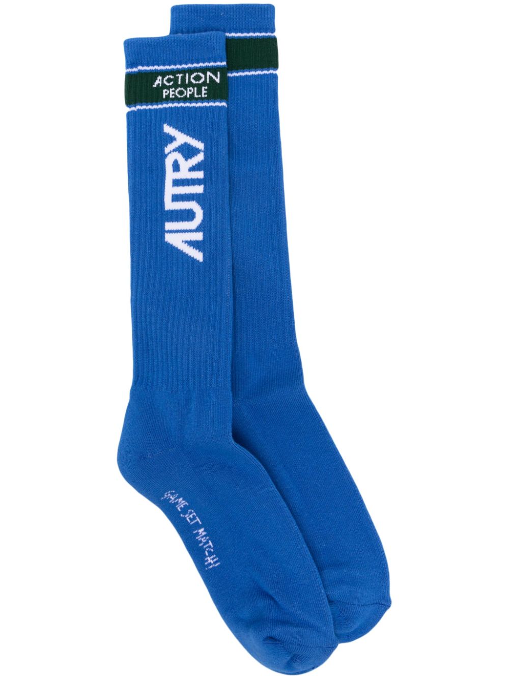 Logo-print ribbed socks - Blue