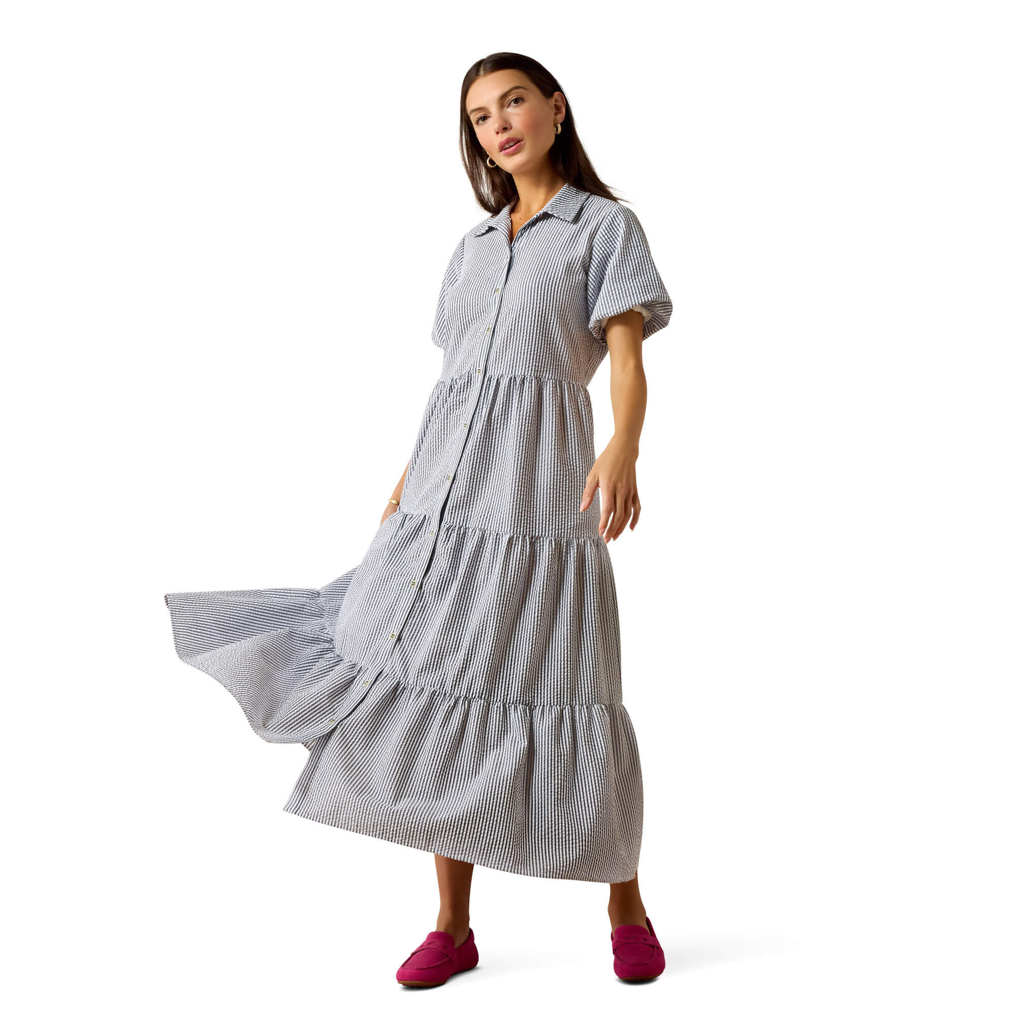 Women's Dovestone Dress in Navy White Stripe, Size Large, by