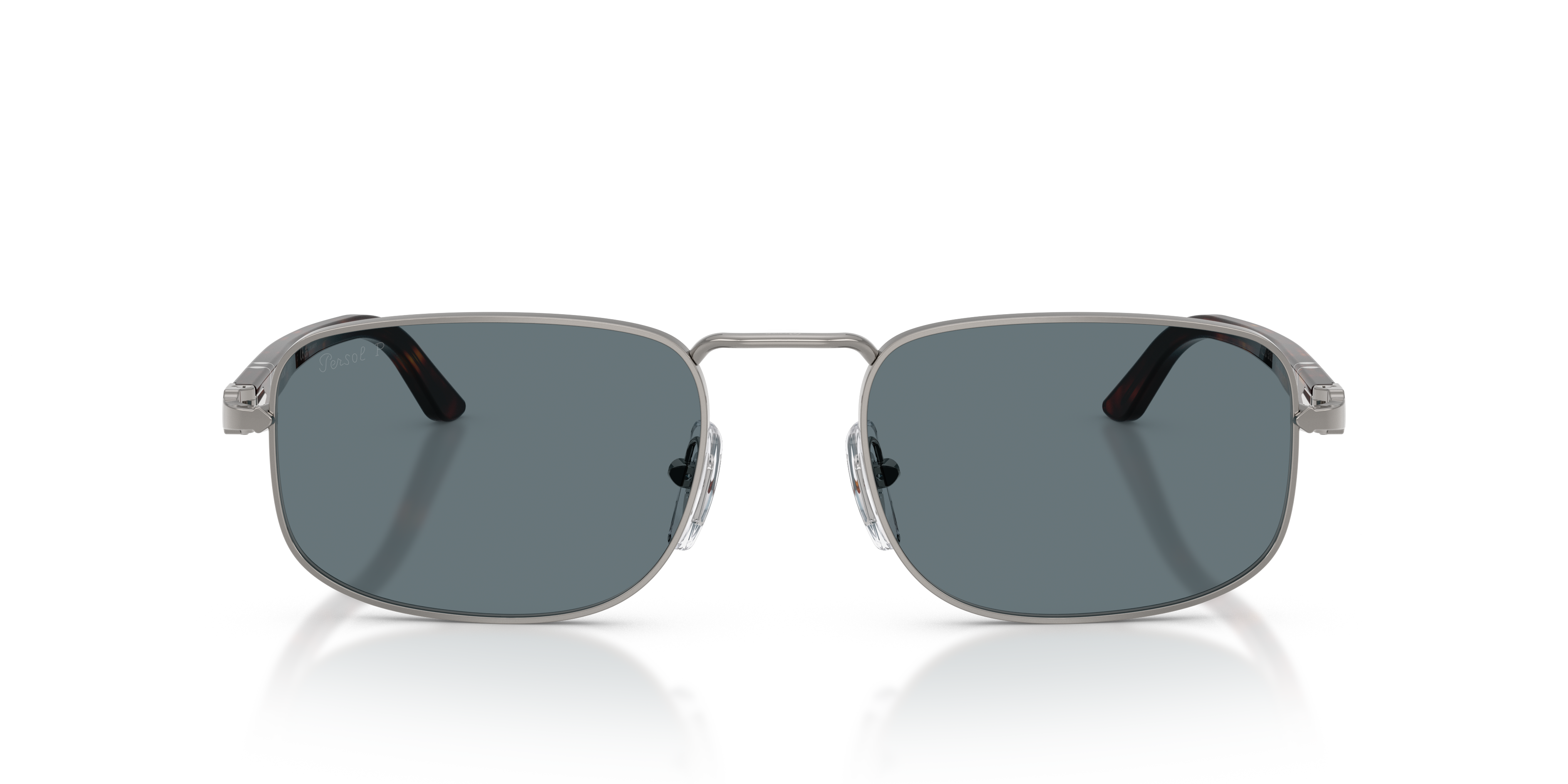 Persol Unisex Persol PO1027S 513/3R Sunglasses Metal Grey Blue Pillow Polarized