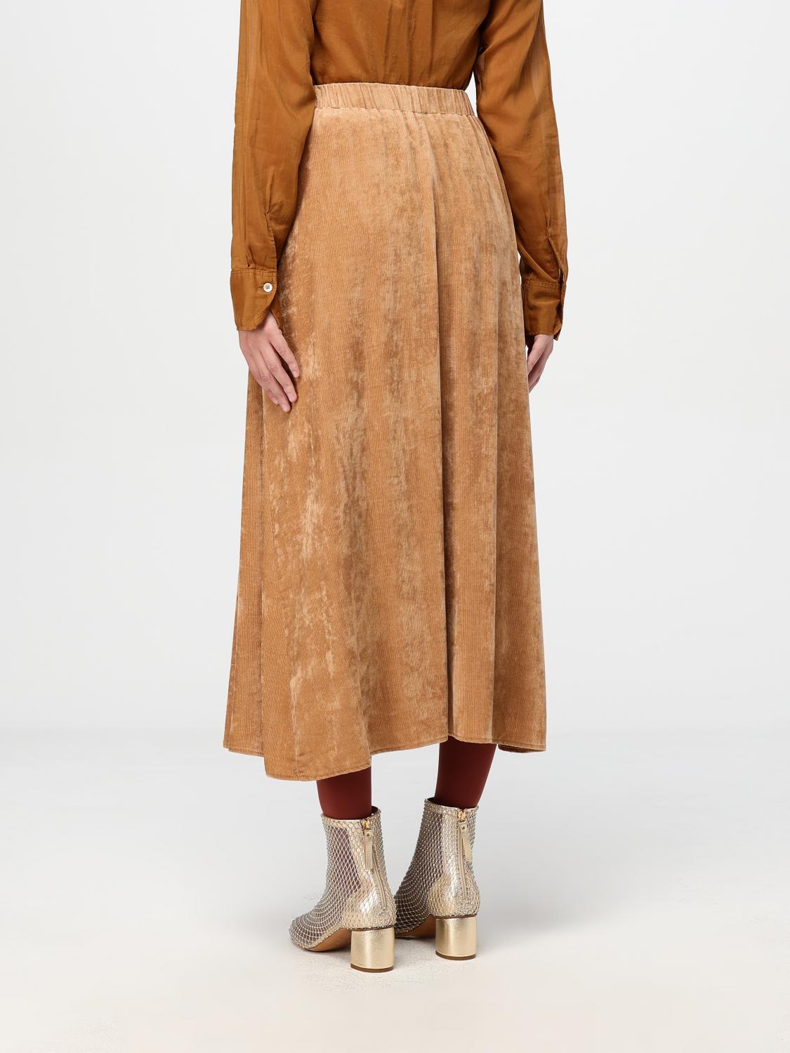 Velvet godet midi skirt - Neutrals