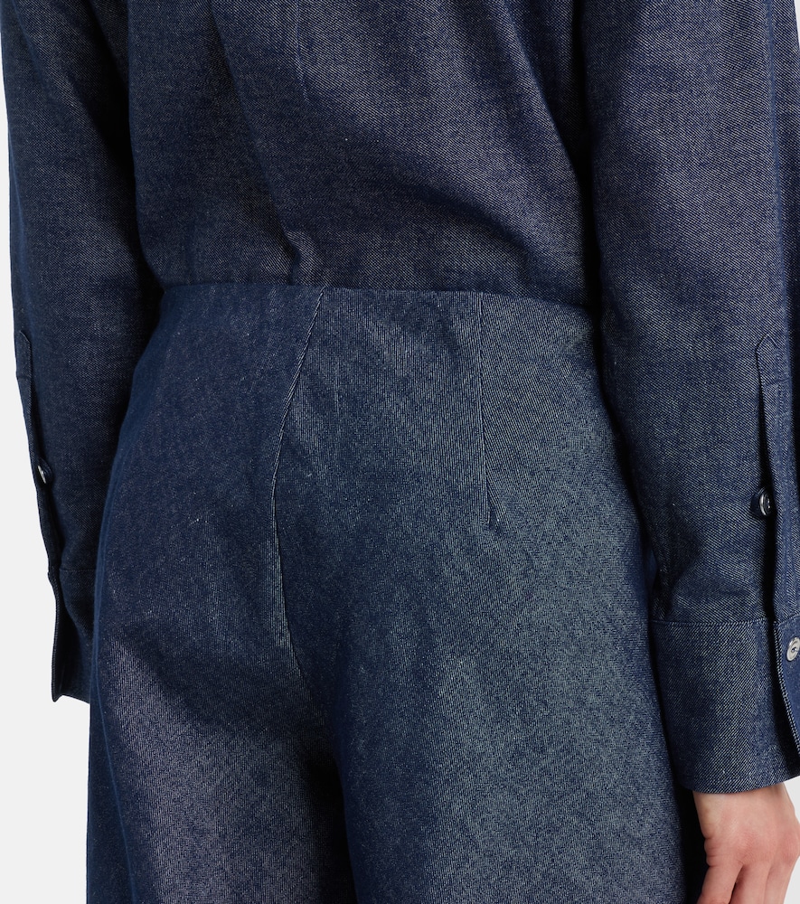 Colette cotton and linen chambray wide-leg pants