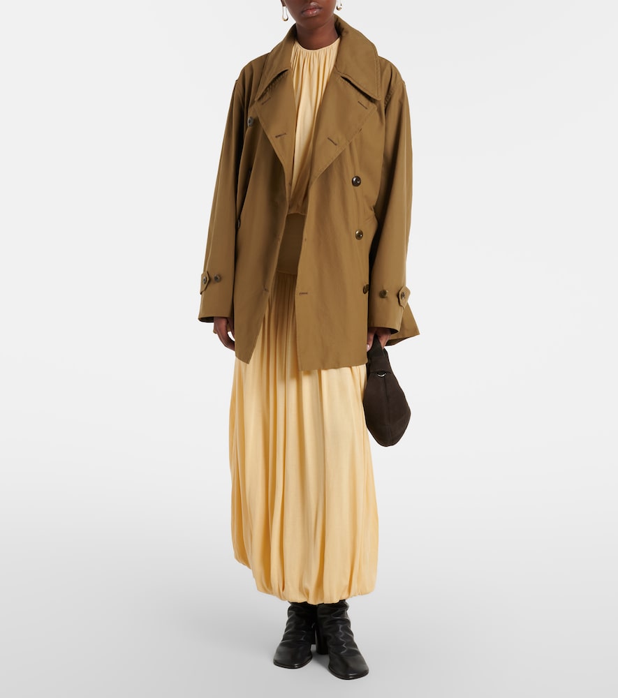 Oversized cotton cropped trench coat