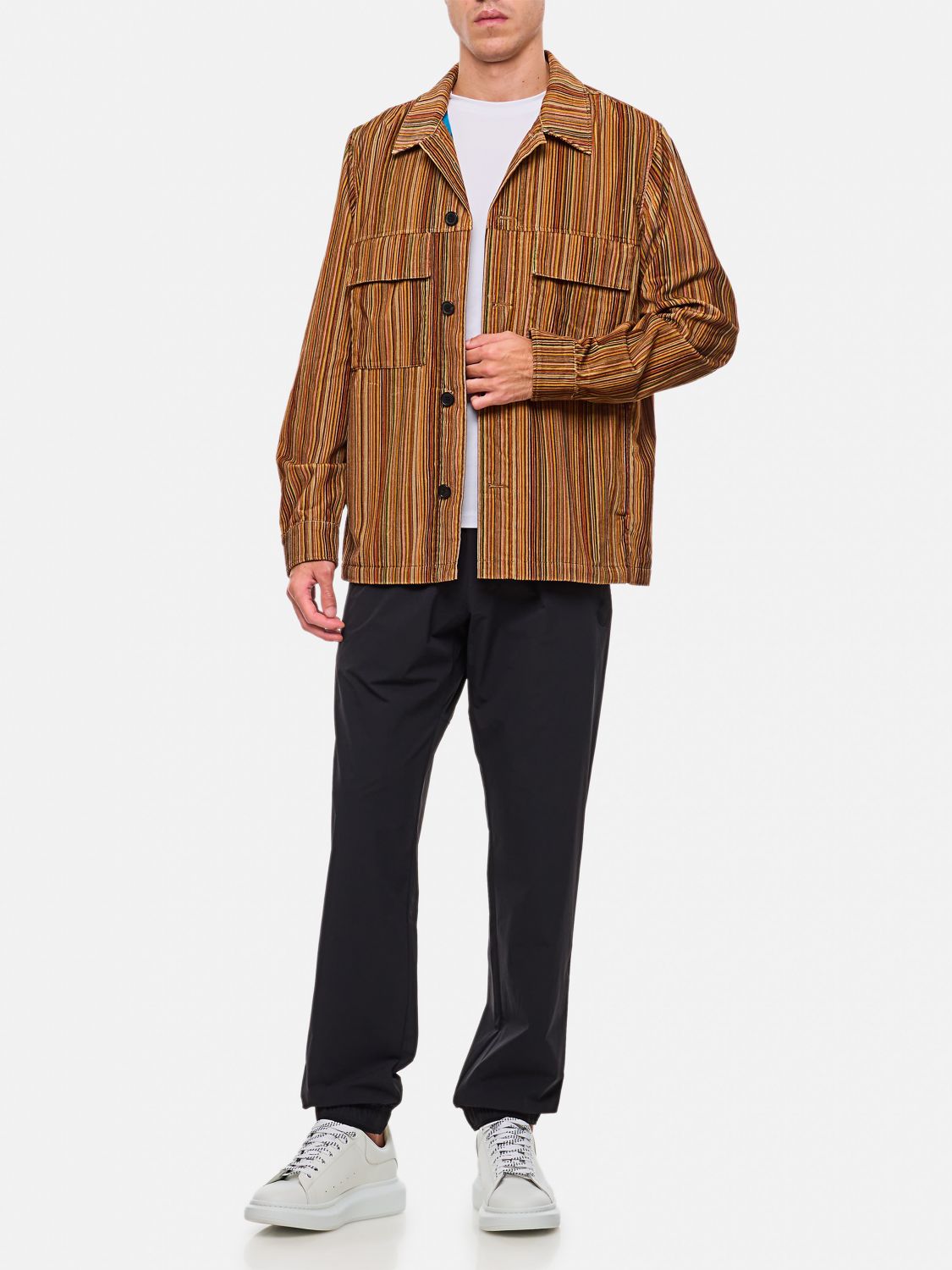 Striped shirt jacket - Brown
