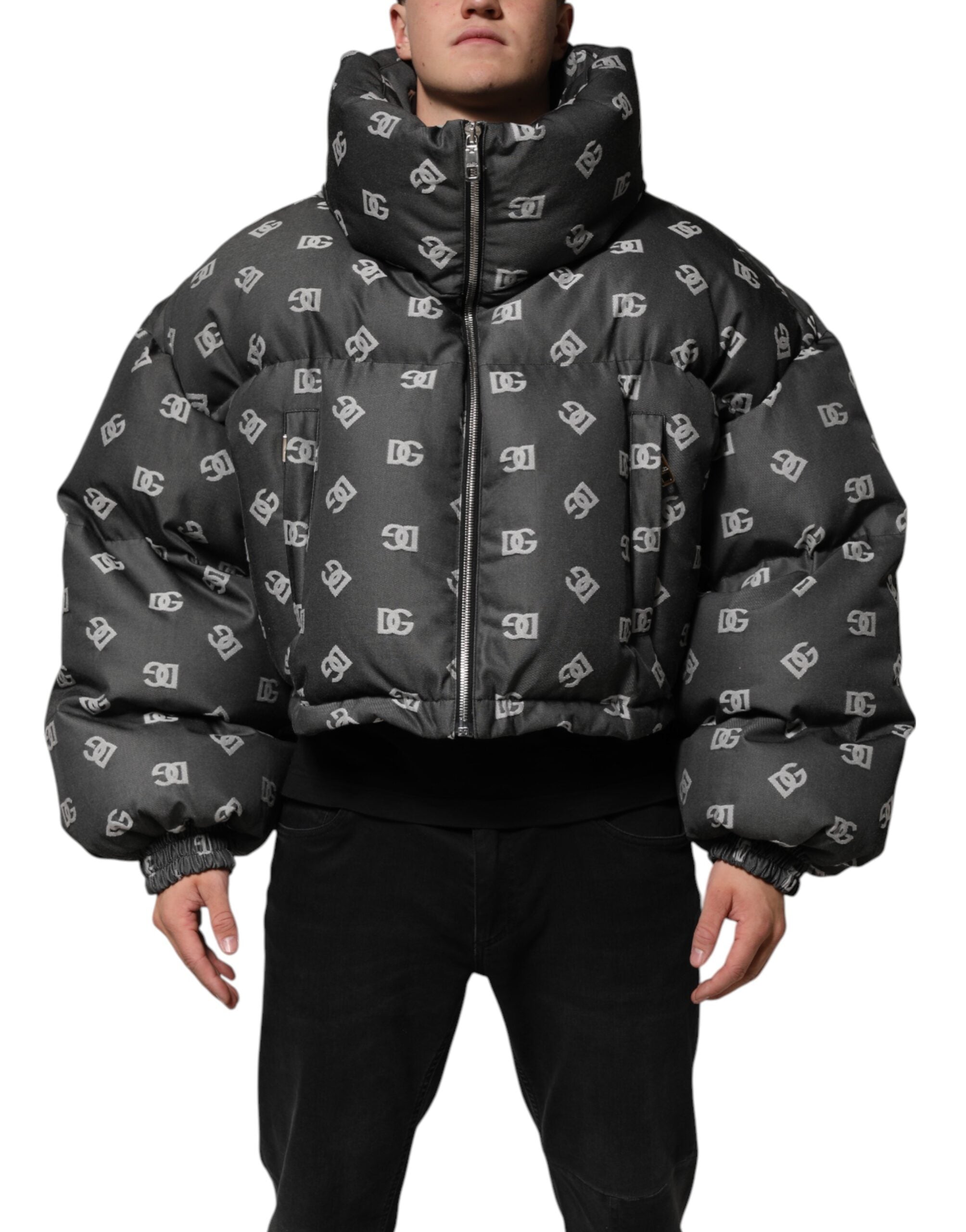 DG Monogram Nylon Puffer Jacket — Black