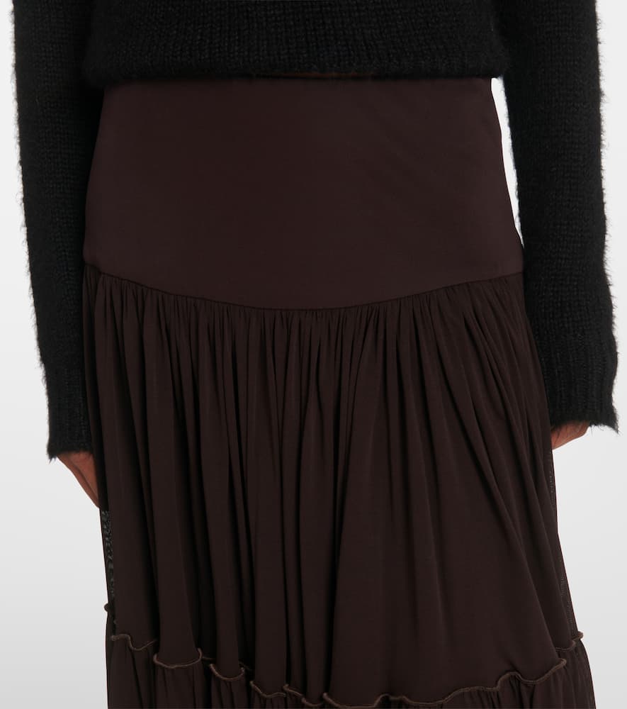 Pleated georgette midi skirt