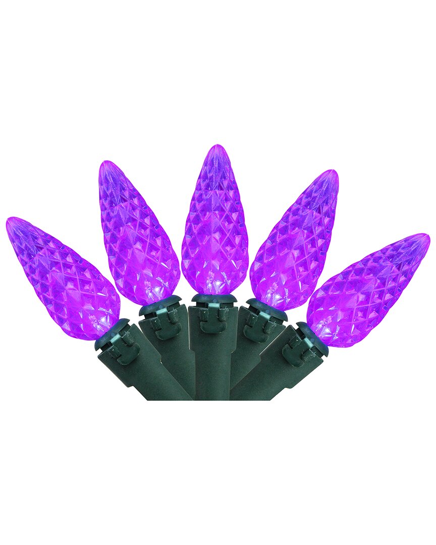 Northlight 70-Count Purple LED Faceted C6 Christmas Lights Set 23ft Green Wire