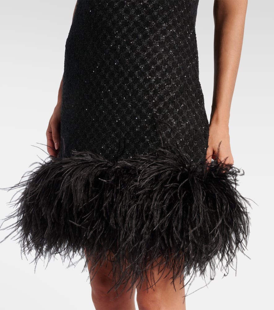 Novara feather-trimmed minidress