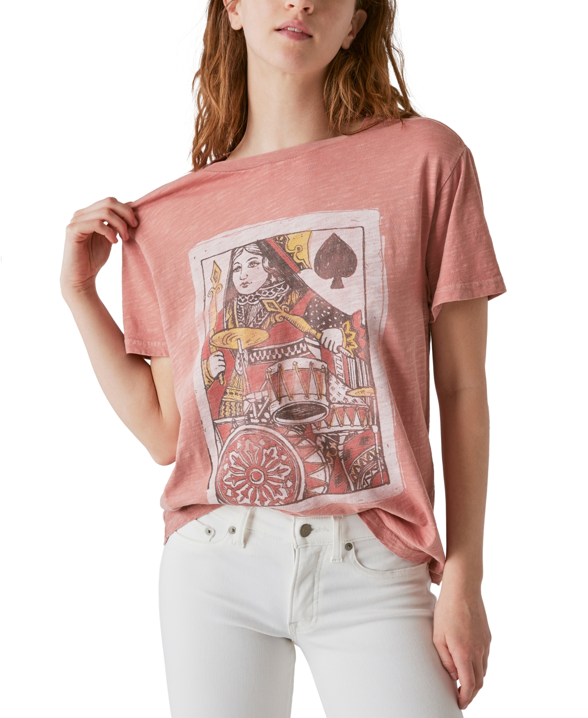 Women's Cotton Queen Of Spades Boyfriend Tee - Ash Rose