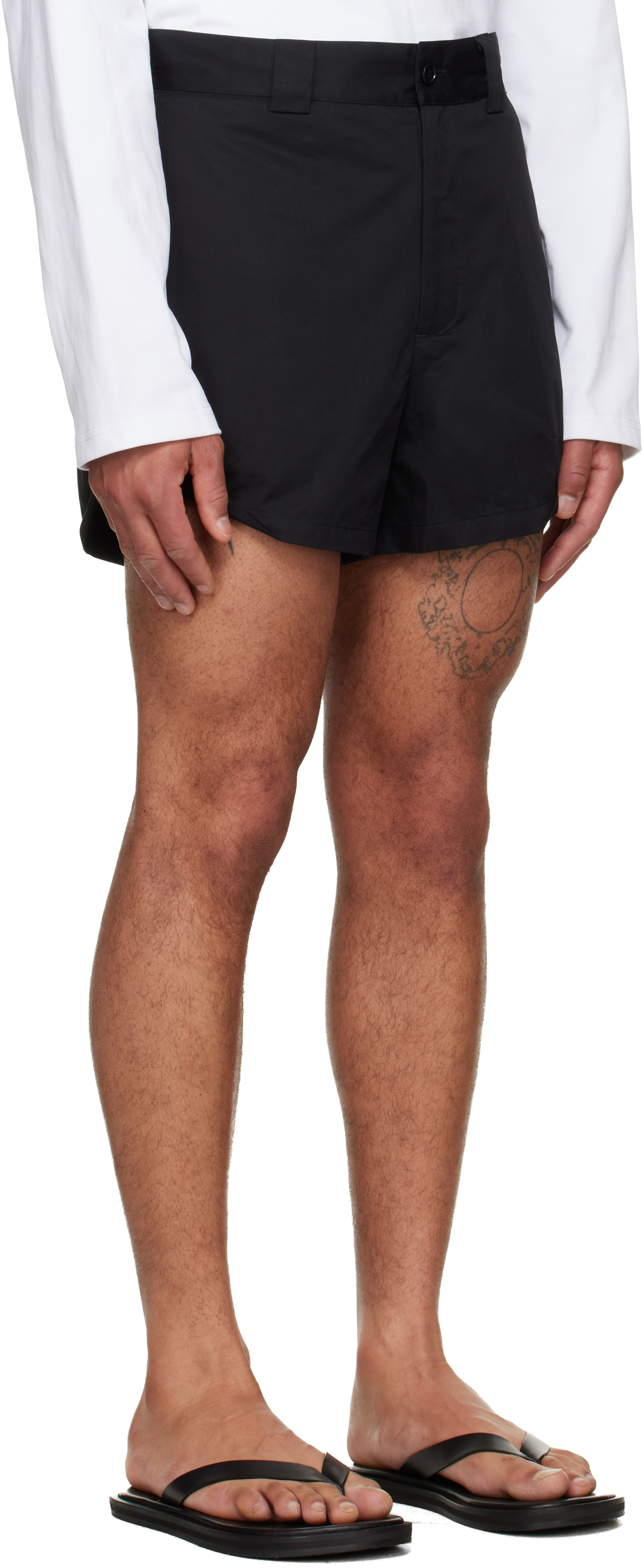 Black Rolled-Hem Shorts