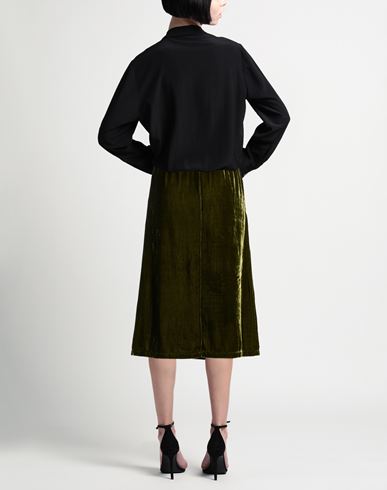 Woman Midi skirt Military green Size 10 Viscose, Silk