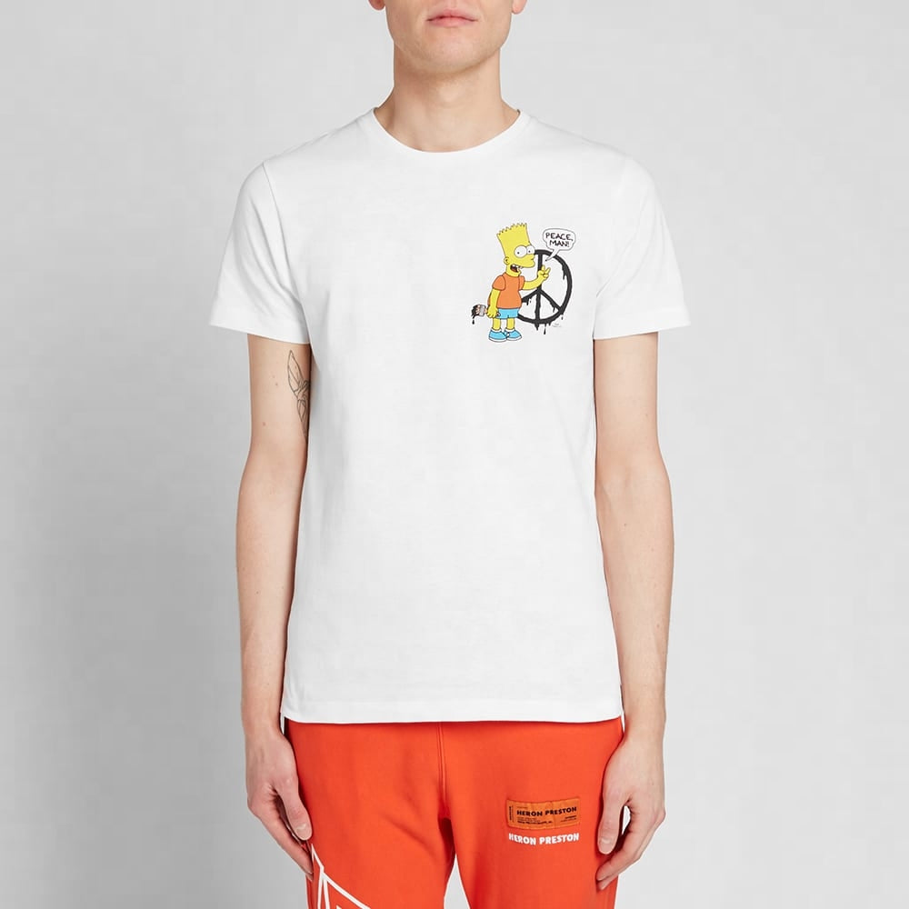 Men's x The Simpsons/ The Simpsons Crossover Printing Short Sleeve Ordinary Version White T-Shirt