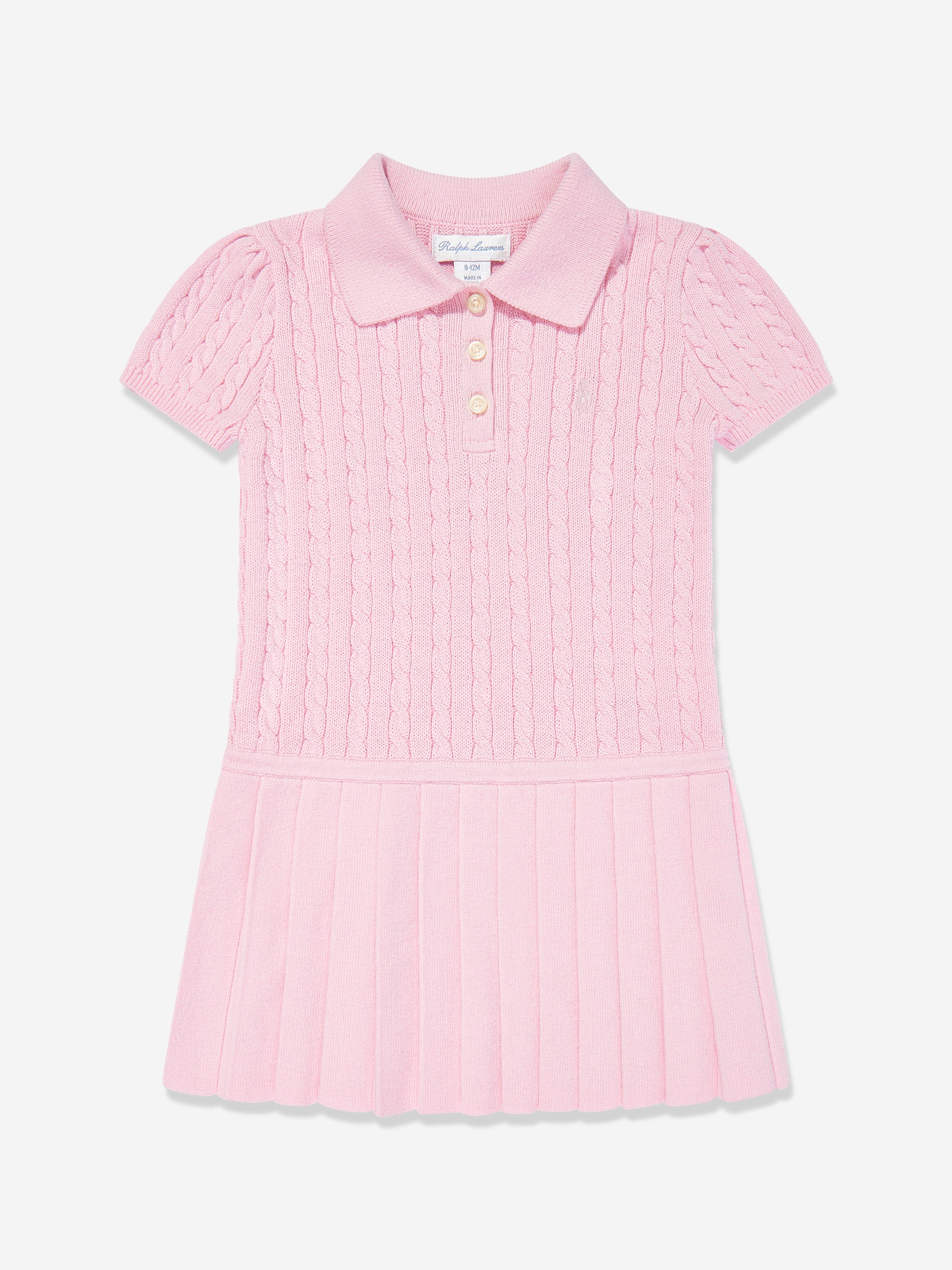 Ralph Lauren Baby Girls Mini Cable Knit Dress in Pink 18 - 24 Mths