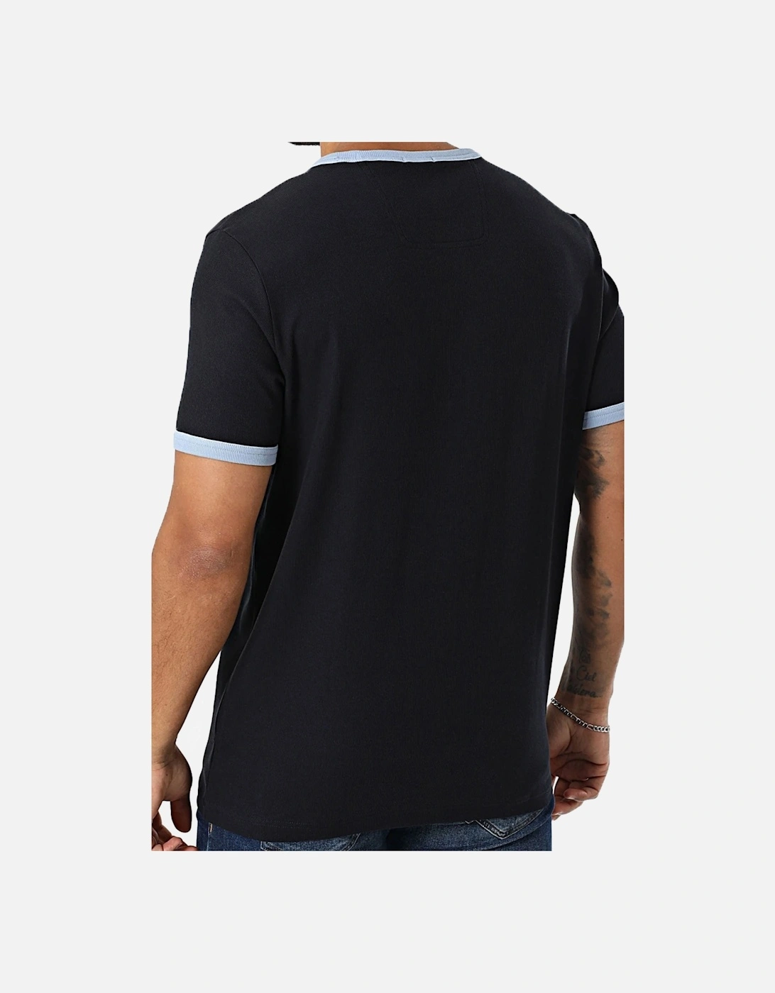 Men's Boss Tee Tape Rib T Shirt Dark Blue - Size: 44