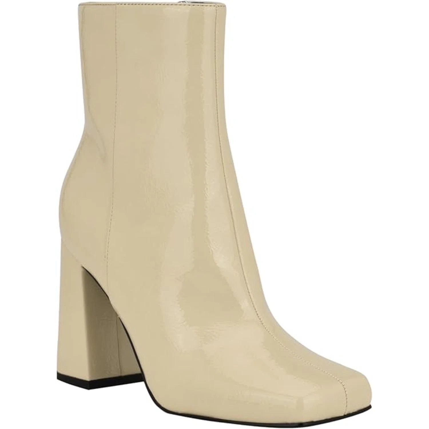 Spice Boots Women's Cream Patent Leather Square Toe Bootie LION134