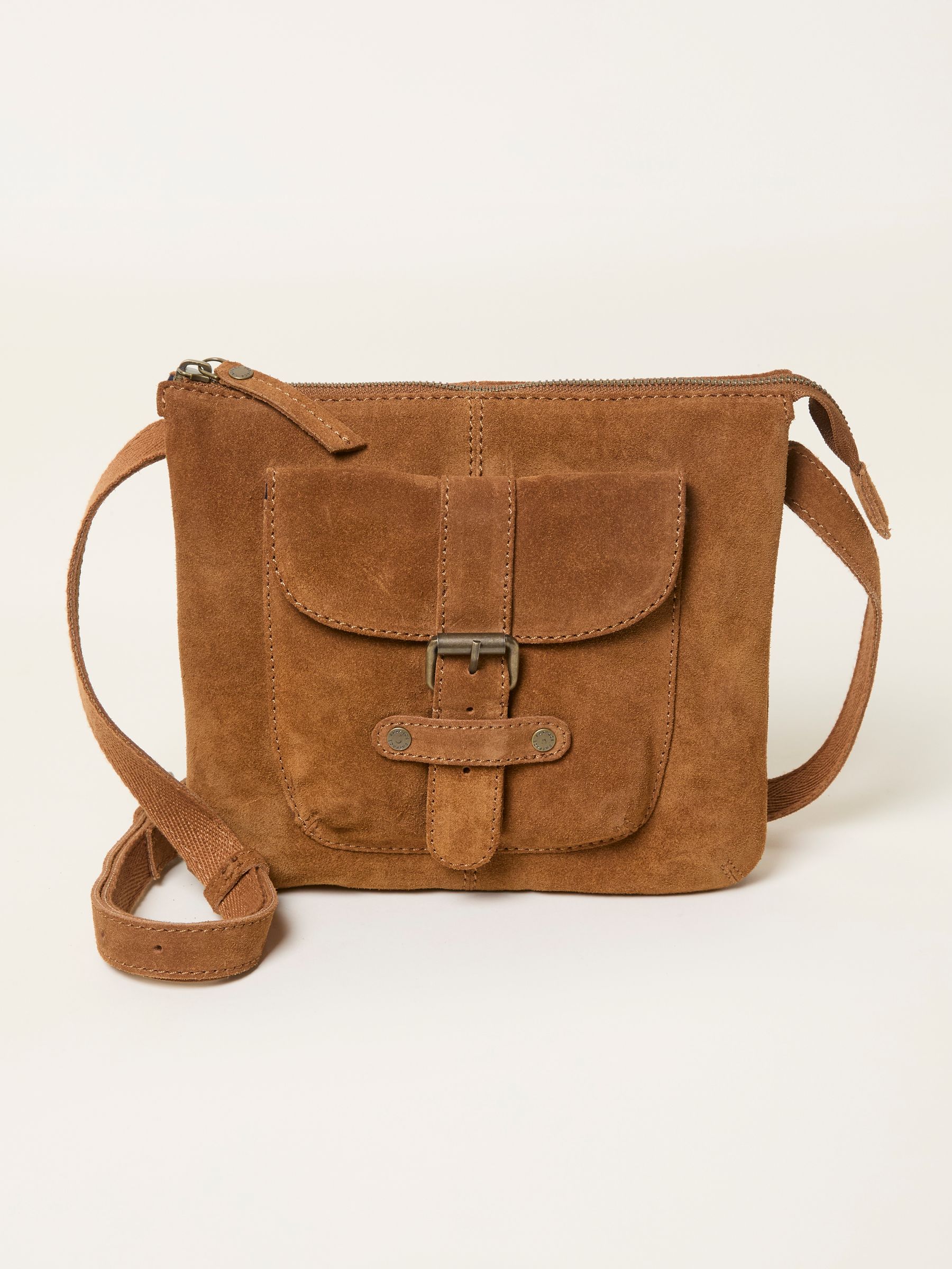 FatFace Libby Tan Brown Suede Crossbody Bag