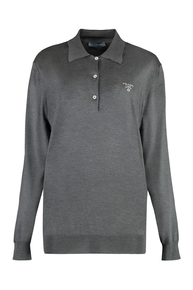 Long Sleeve Knit Polo Shirt