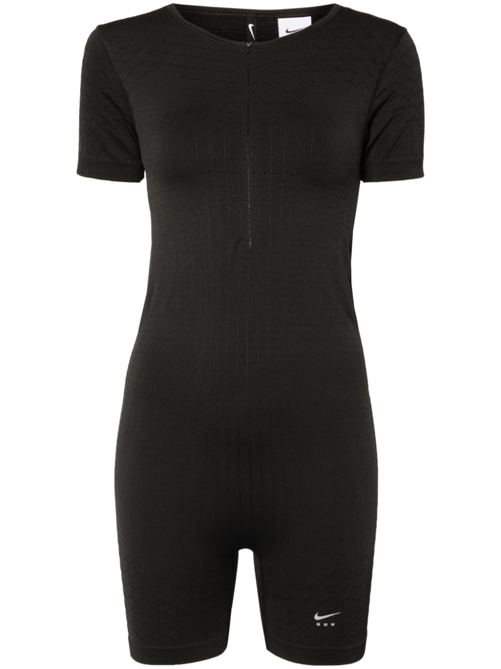 X MMW zip-up short-sleeved jumpsuit - Black