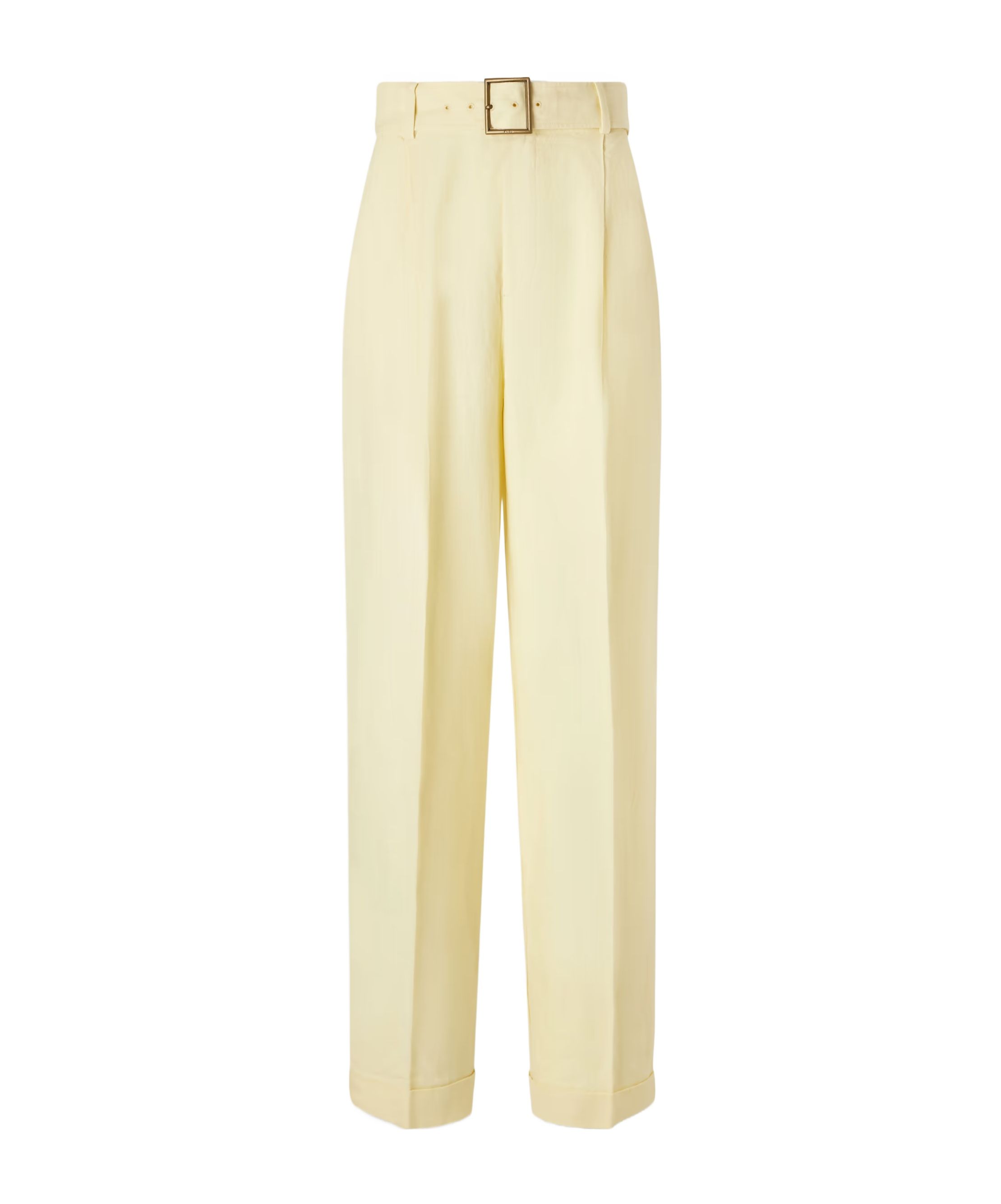 Belted linen wide-leg pants