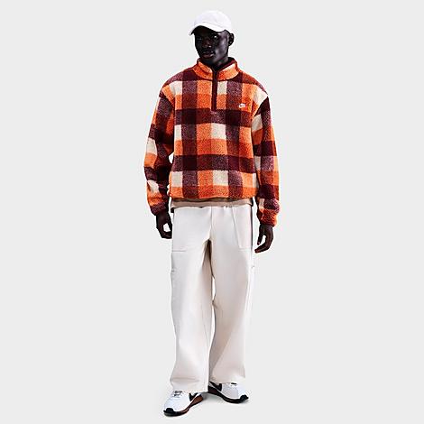 Men's Club Winterized Fleece Half-Zip Top in Pearl White/Dark Team Red/Campfire Orange